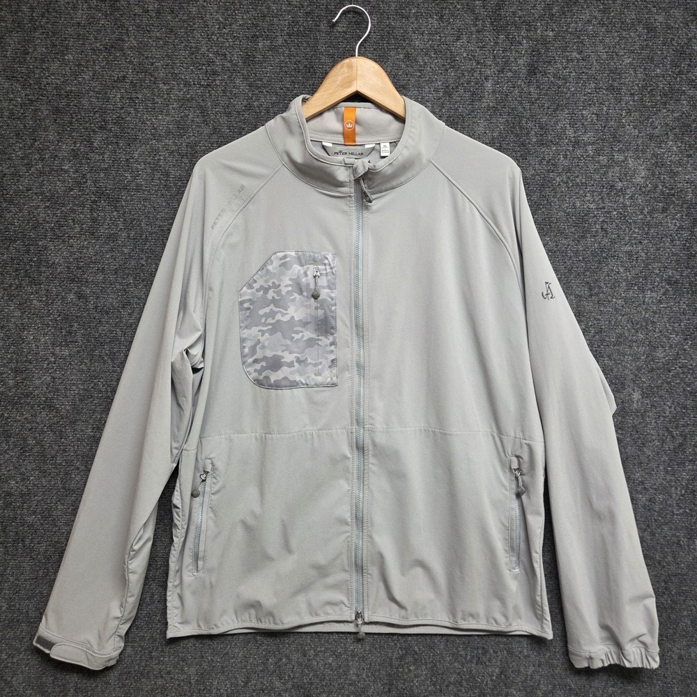 Peter Millar Flex Adapt Jacket Mens XL Gray Full Zip Golf Atlanta Country Club
